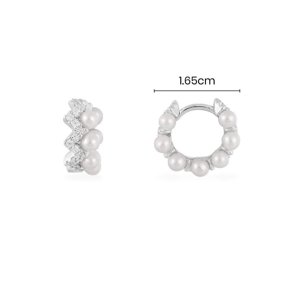 Small Up and Down Hoop Earrings with Pearls